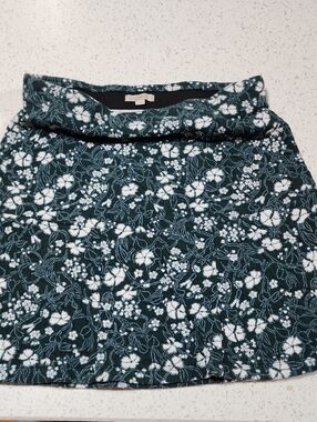 LOFT Dark Green Floral Knit Mini Skirt